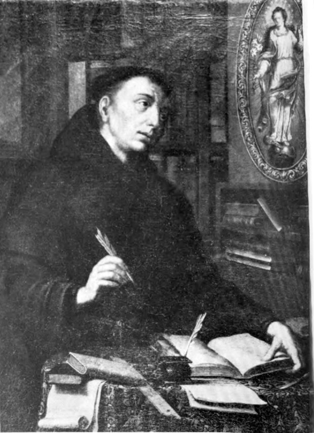 Grabado antiguo: Duns Escoto, defensor de la Inmaculada Concepción
